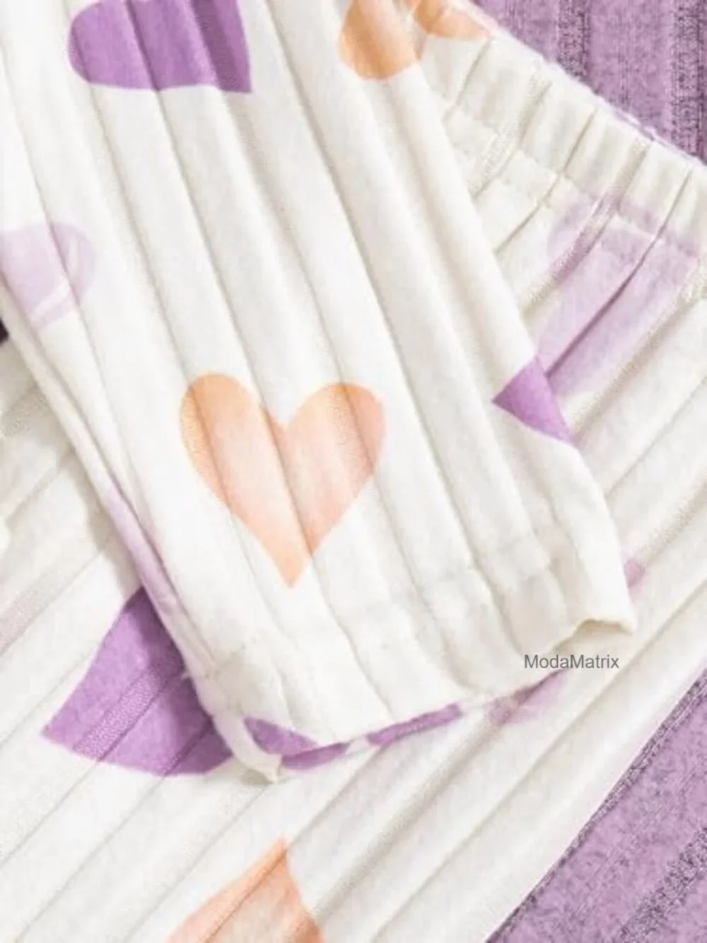 Toddler Heart Print Loungewear Set Top and Pants 3 Piece